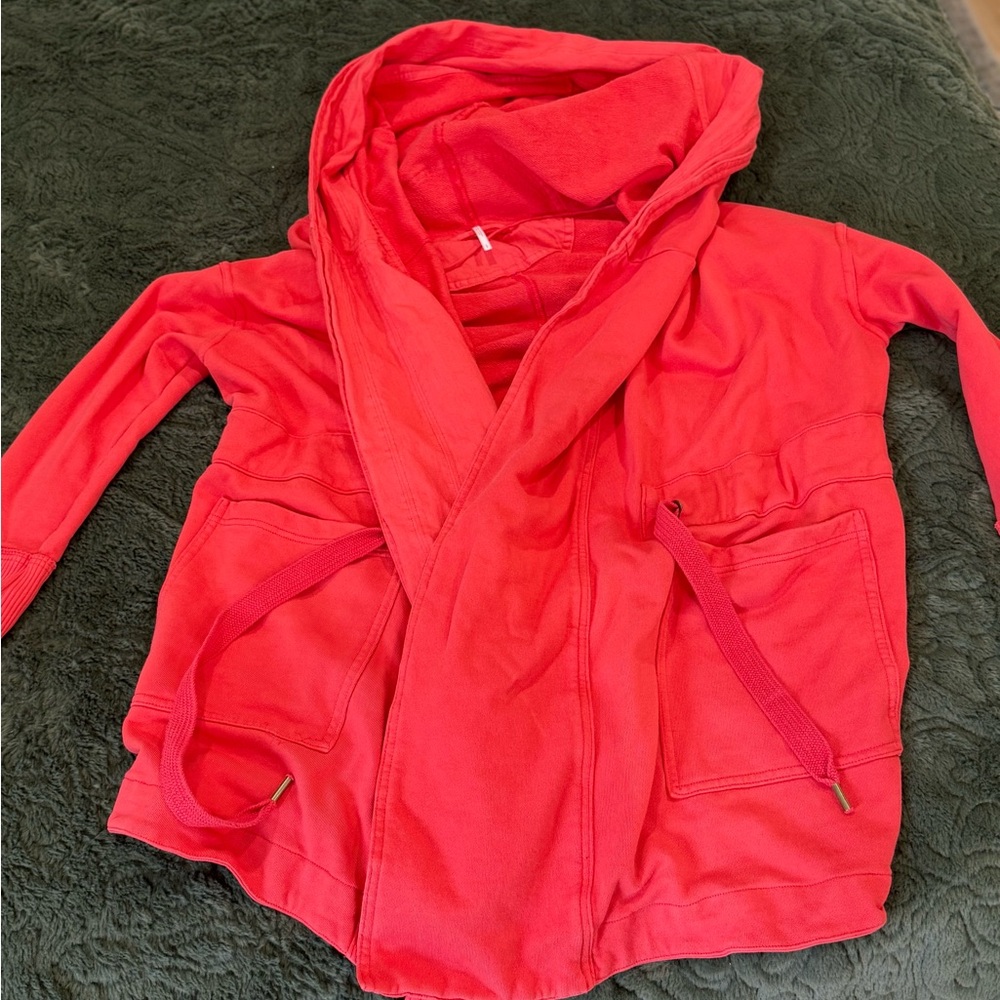 Free People Red Hooded Sweatshirt
